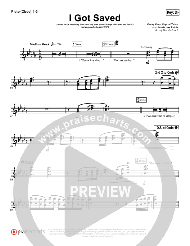 I Got Saved Flute/Oboe 1/2/3 (Corey Voss / Crystal Yates)