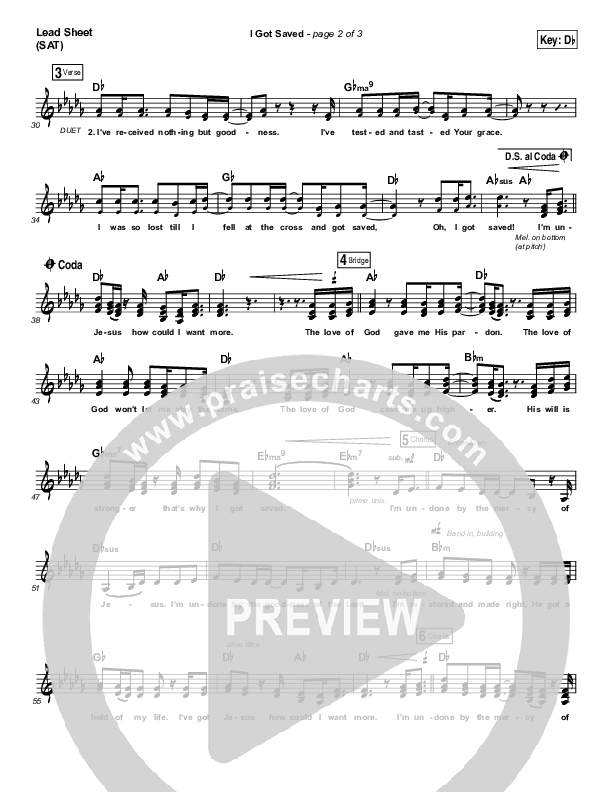 I Got Saved Lead Sheet (SAT) (Corey Voss / Crystal Yates)