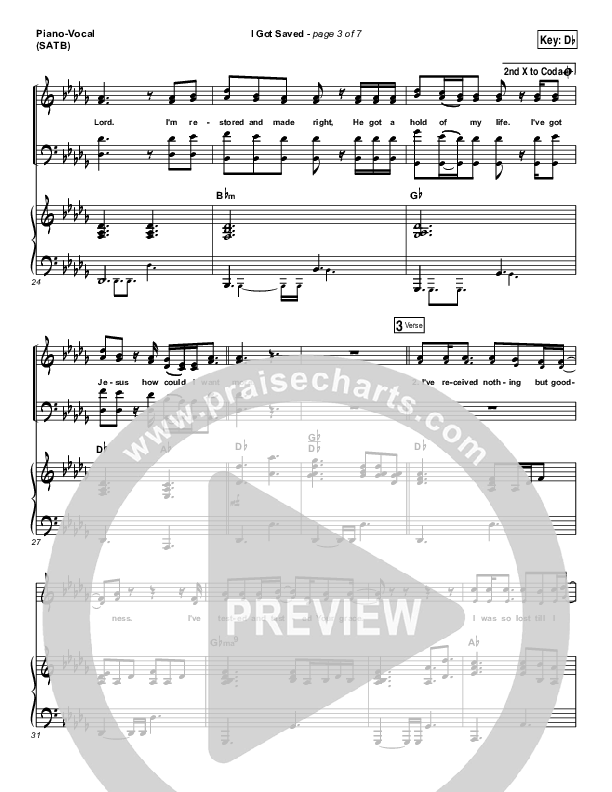 I Got Saved Piano/Vocal (SATB) (Corey Voss / Crystal Yates)