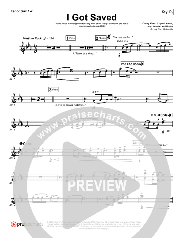 I Got Saved Tenor Sax 1/2 (Corey Voss / Crystal Yates)