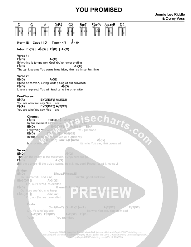 You Promised Chord Chart (Corey Voss)