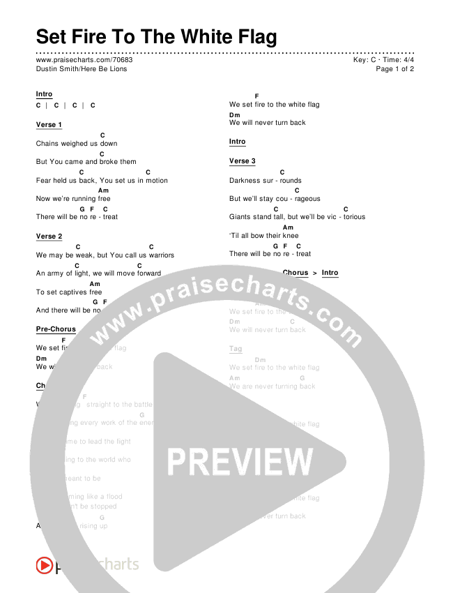 Set Fire To The White Flag Chords & Lyrics (Dustin Smith / Here Be Lions)