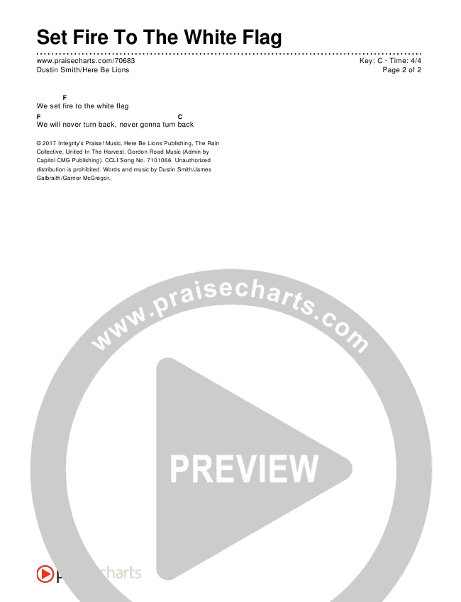 Set Fire To The White Flag Chords & Lyrics (Dustin Smith / Here Be Lions)