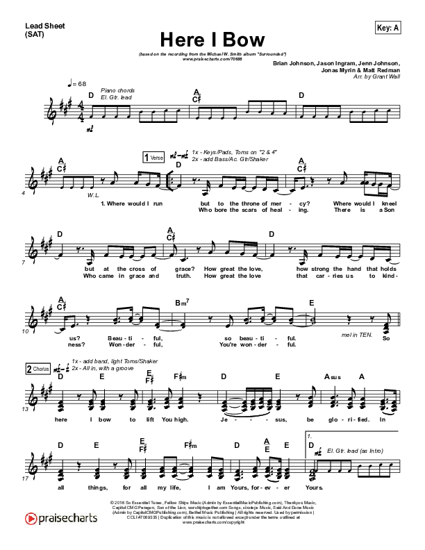 Here I Bow Lead Sheet (SAT) (Michael W. Smith)