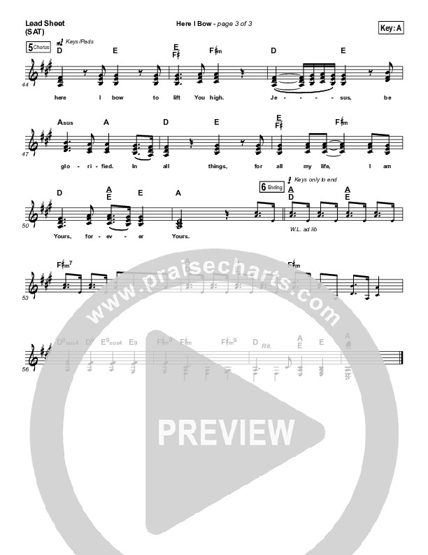 Here I Bow Lead Sheet (SAT) (Michael W. Smith)