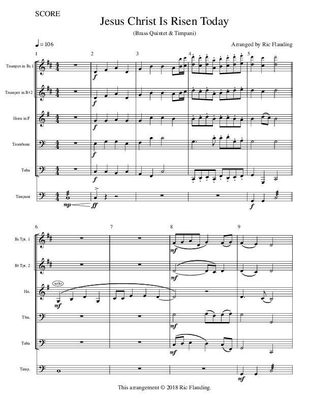 Jesus Christ Is Risen Today (Instrumental) Conductor's Score (Ric Flauding)