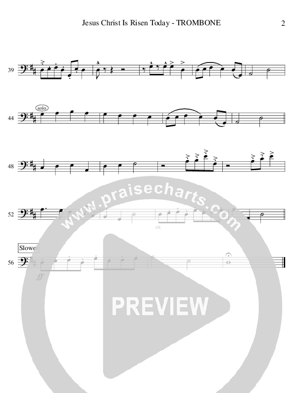 Jesus Christ Is Risen Today (Instrumental) Trombone (Ric Flauding)