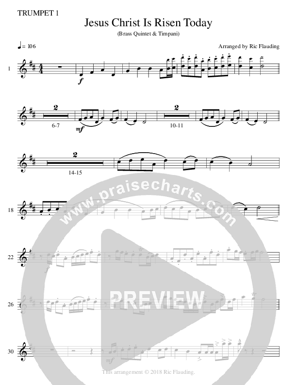Jesus Christ Is Risen Today (Instrumental) Trumpet 1 (Ric Flauding)