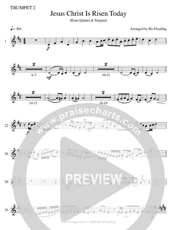 Jesus Christ Is Risen Today (Instrumental) Trumpet 2 (Ric Flauding)