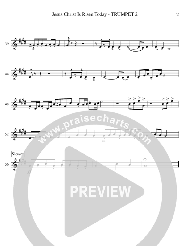 Jesus Christ Is Risen Today (Instrumental) Trumpet 2 (Ric Flauding)