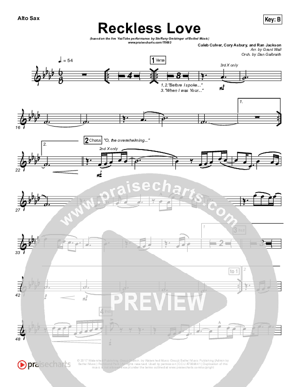 Reckless Love (YouTube) Alto Sax (Steffany Gretzinger)