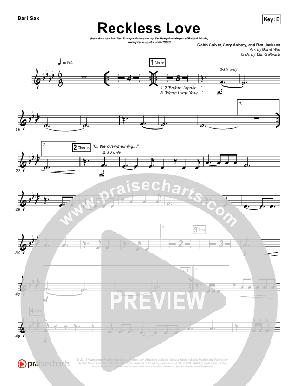 Reckless Love (YouTube) Bari Sax (Steffany Gretzinger)