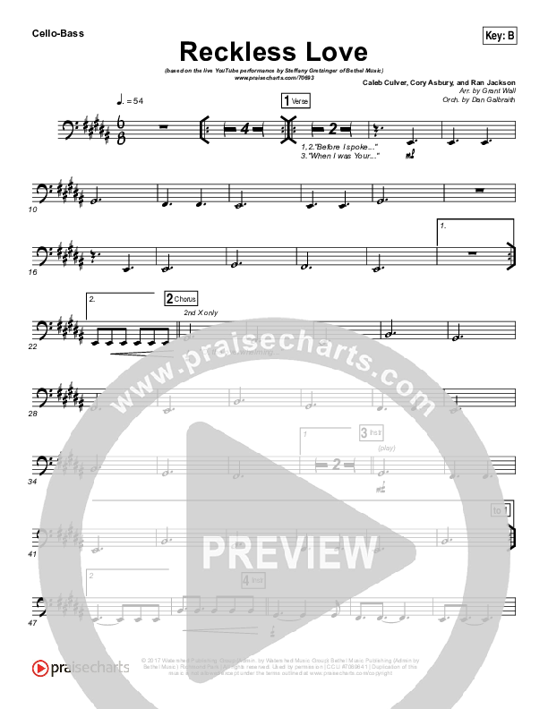 Reckless Love (YouTube) Cello/Bass (Steffany Gretzinger)