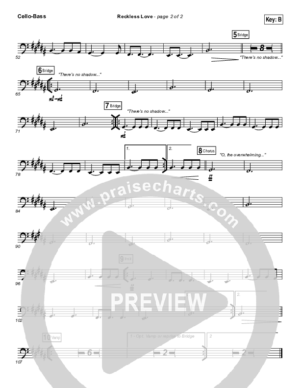 Reckless Love (YouTube) Cello/Bass (Steffany Gretzinger)