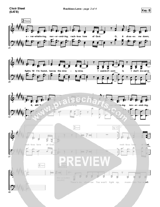 Reckless Love (YouTube) Choir Vocals (SATB) (Steffany Gretzinger)