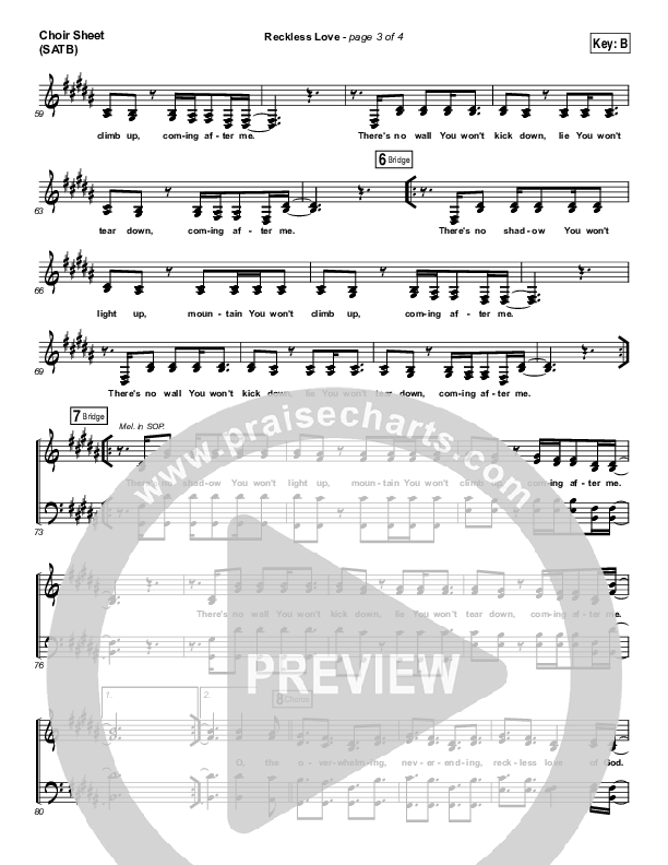 Reckless Love (YouTube) Choir Vocals (SATB) (Steffany Gretzinger)