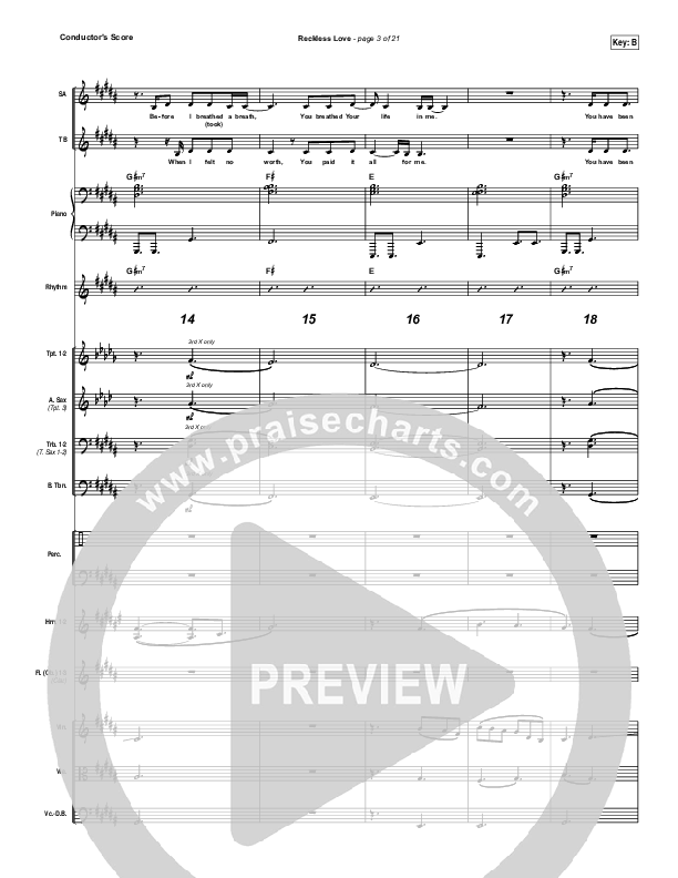 Reckless Love (YouTube) Conductor's Score (Steffany Gretzinger)