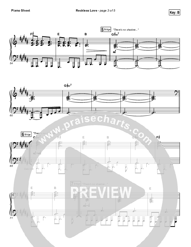 Reckless Love (YouTube) Piano Sheet (Steffany Gretzinger)