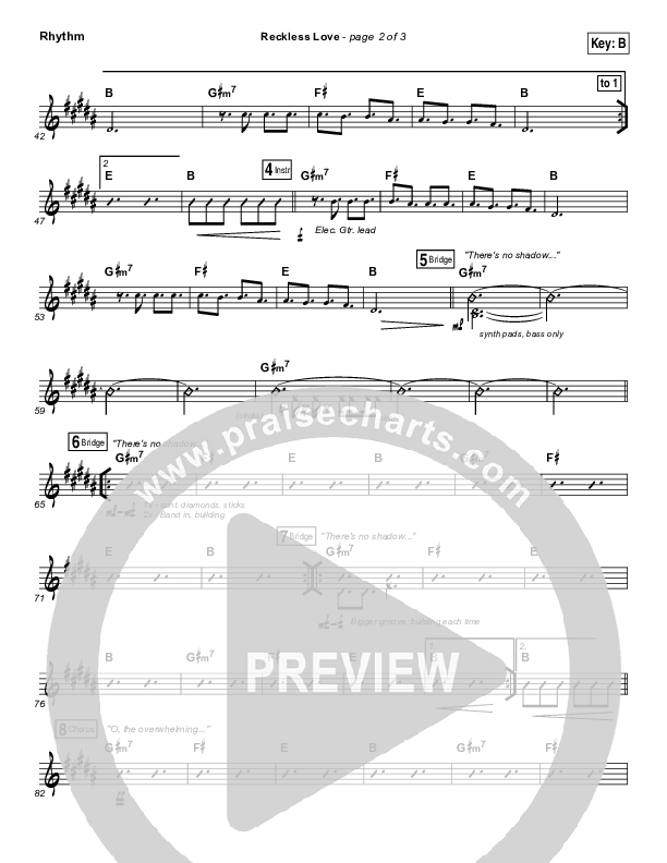 Reckless Love (YouTube) Rhythm Chart (Steffany Gretzinger)