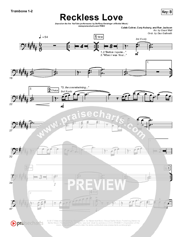 Reckless Love (YouTube) Trombone 1/2 (Steffany Gretzinger)