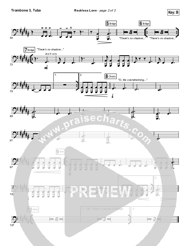 Reckless Love (YouTube) Trombone 3/Tuba (Steffany Gretzinger)