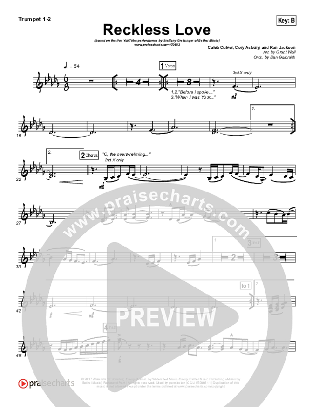 Reckless Love (YouTube) Trumpet 1,2 (Steffany Gretzinger)