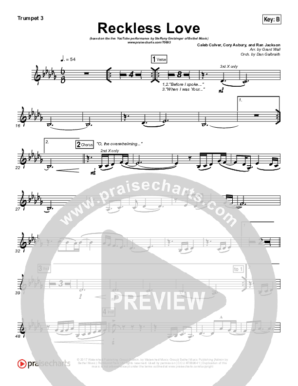 Reckless Love (YouTube) Trumpet 3 (Steffany Gretzinger)