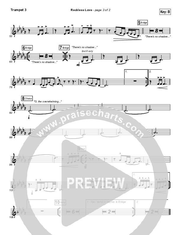 Reckless Love (YouTube) Trumpet 3 (Steffany Gretzinger)