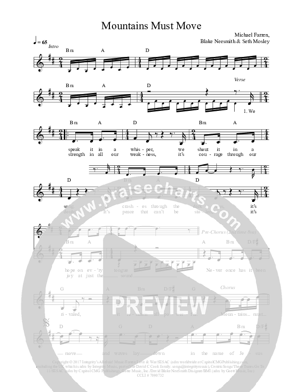 Mountains Must Move Lead Sheet (Finding Favour)