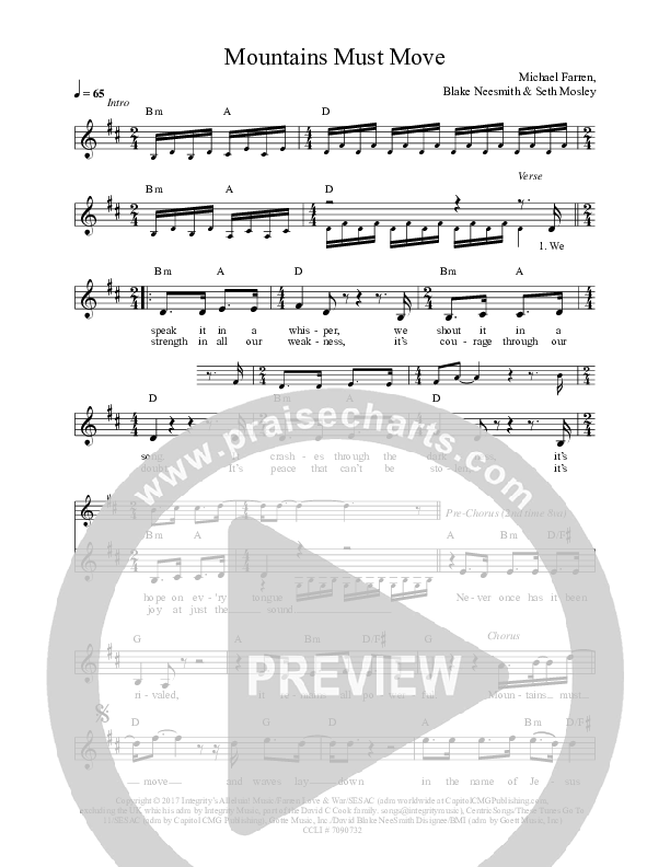 Mountains Must Move Lead Sheet (Finding Favour)