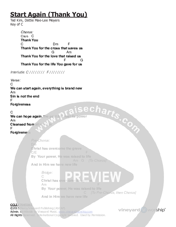 Start Again (Thank You) Chords & Lyrics (Ted Kim)