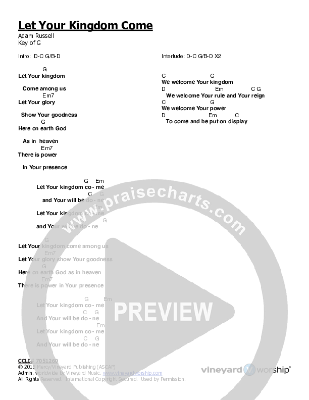 Let Your Kingdom Come Chords & Lyrics (Adam Russell)