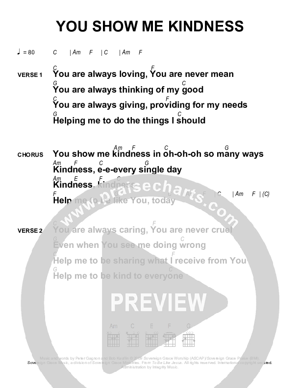 You Show Me Kindness Chords & Lyrics (Next)