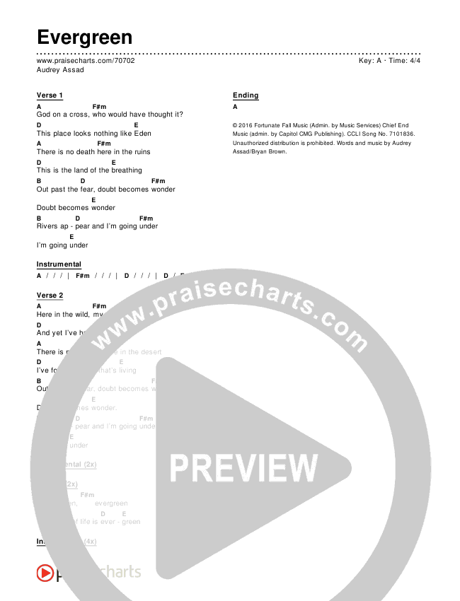 Evergreen Chords & Lyrics (Audrey Assad)