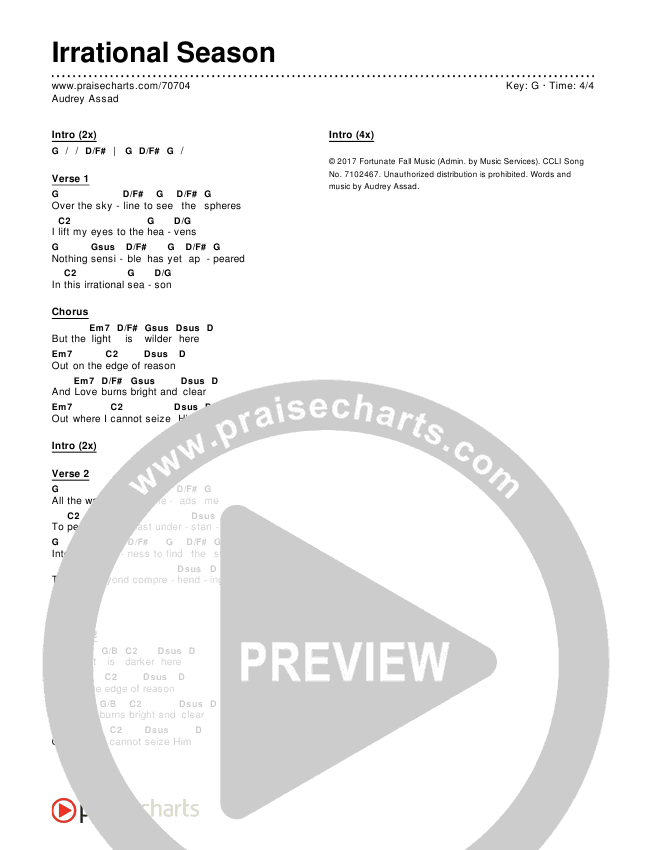 Irrational Season Chords & Lyrics (Audrey Assad)