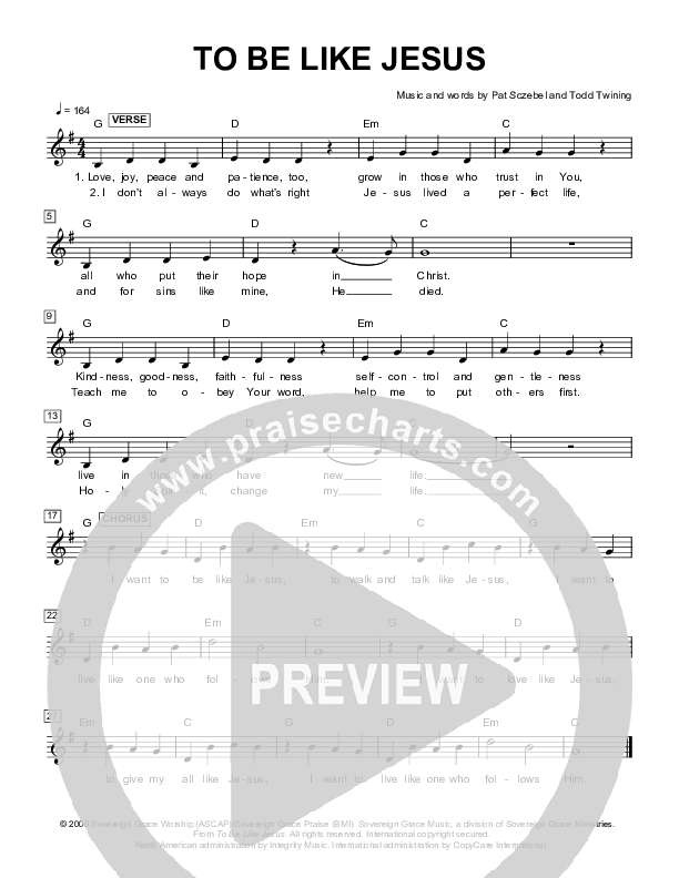 To Be Like Jesus Lead Sheet (Next)