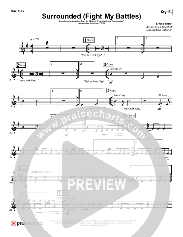 Surrounded (Fight My Battles) Bari Sax (Michael W. Smith)