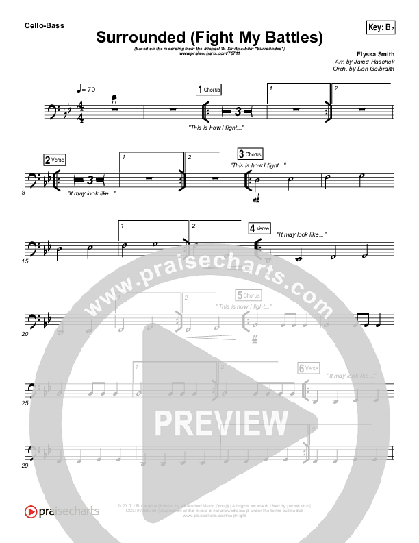 Surrounded (Fight My Battles) Cello/Bass (Michael W. Smith)