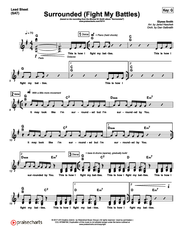 Surrounded (Fight My Battles) Lead Sheet (SAT) (Michael W. Smith)