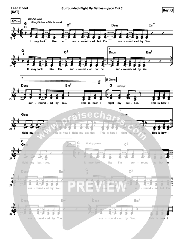 Surrounded (Fight My Battles) Lead Sheet (SAT) (Michael W. Smith)