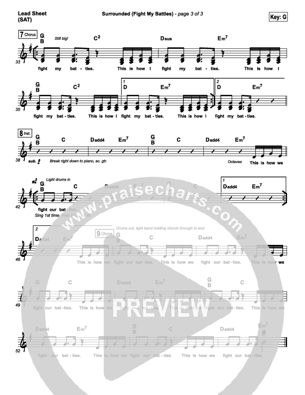 Surrounded (Fight My Battles) Lead Sheet (SAT) (Michael W. Smith)