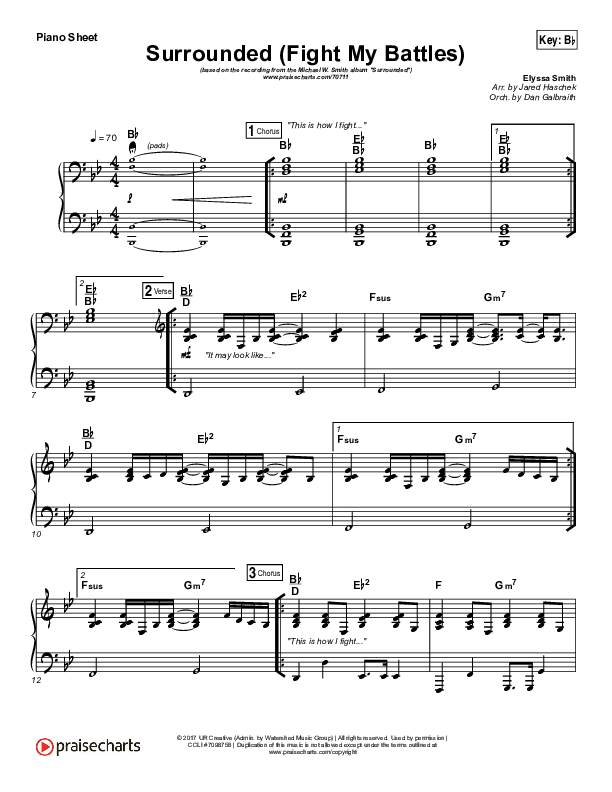 Surrounded (Fight My Battles) Piano Sheet (Michael W. Smith)