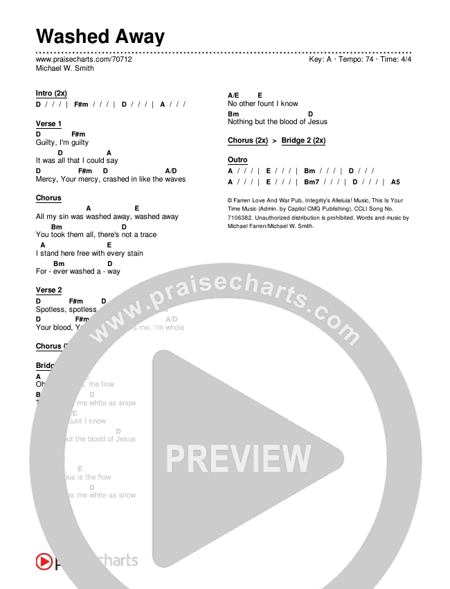 Washed Away Chords & Lyrics (Michael W. Smith)