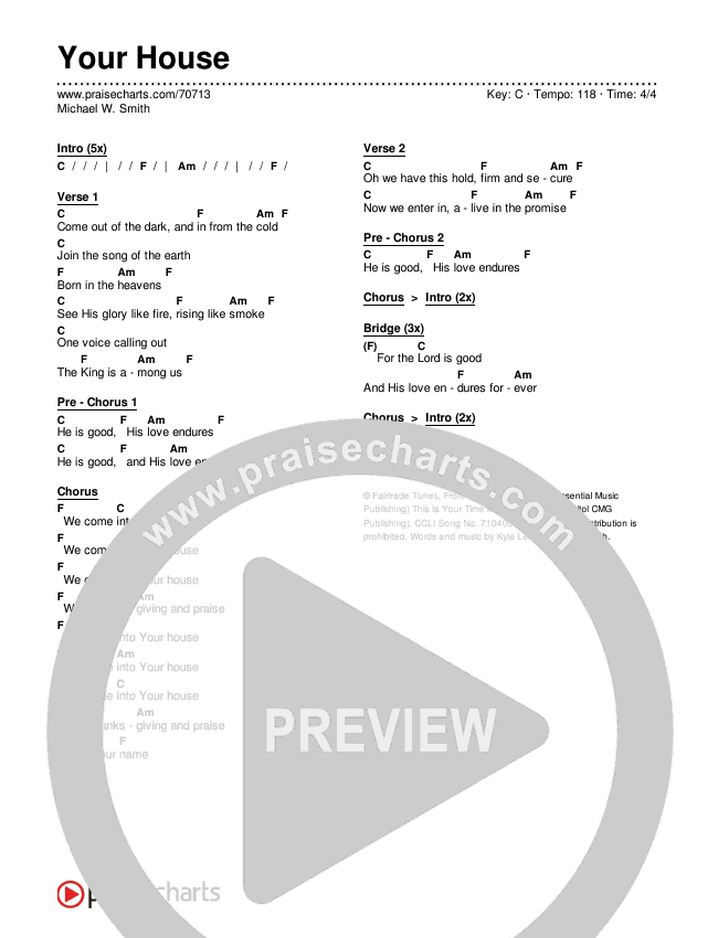Your House Chords & Lyrics (Michael W. Smith)