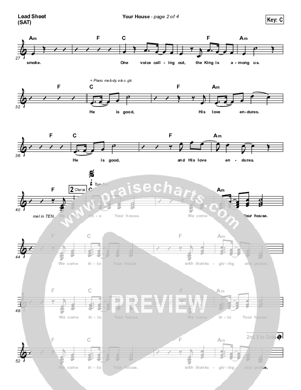 Your House Lead Sheet (SAT) (Michael W. Smith)