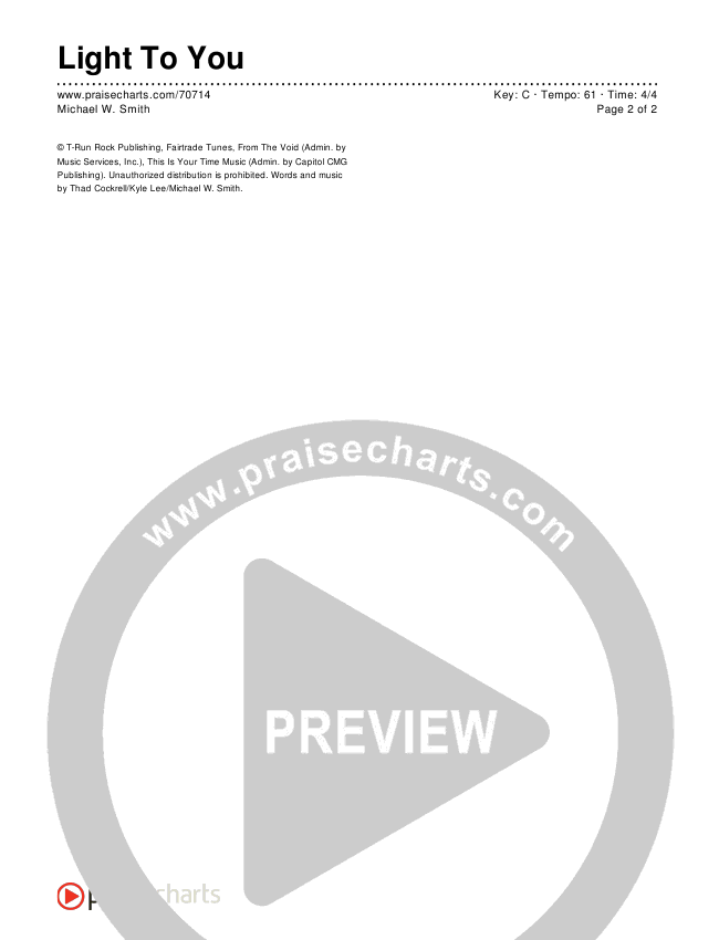 Light To You Chords & Lyrics (Michael W. Smith)