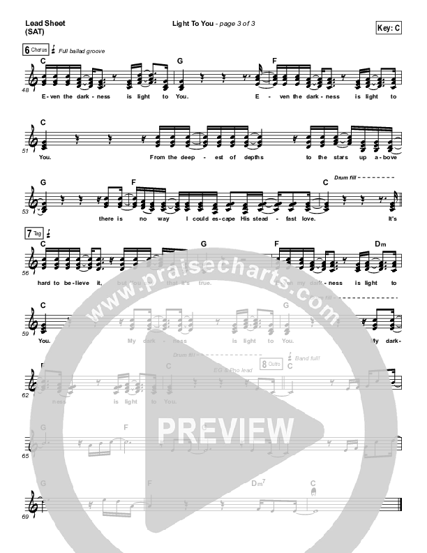 Light To You Lead Sheet (SAT) (Michael W. Smith)