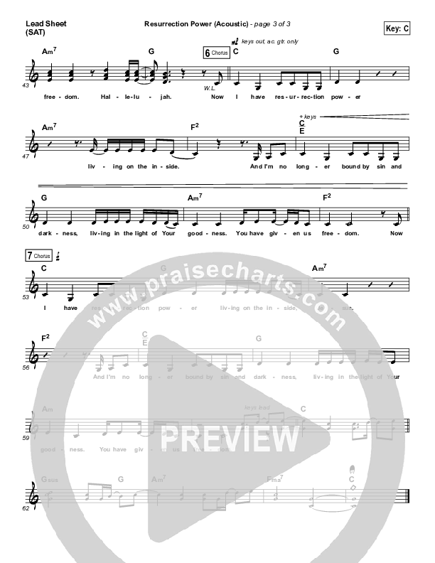 Resurrection Power (Acoustic) Lead Sheet (SAT) (Chris Tomlin)