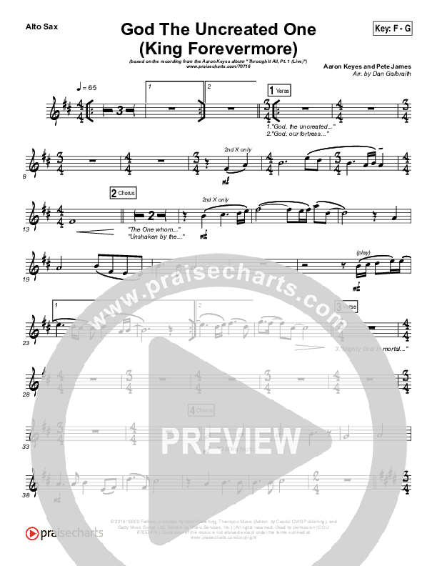 God The Uncreated One (King Forevermore) Alto Sax (Aaron Keyes)