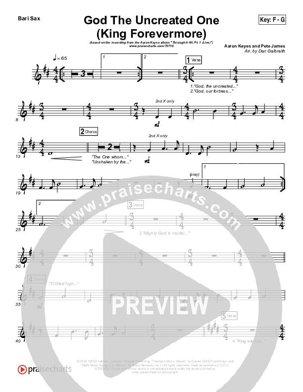 God The Uncreated One (King Forevermore) Bari Sax (Aaron Keyes)